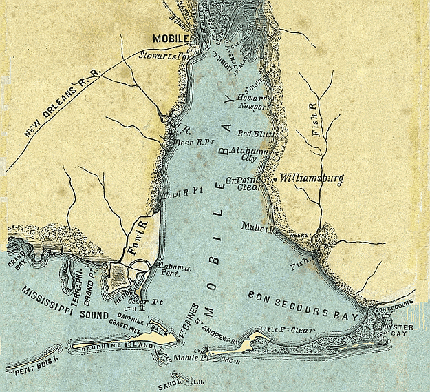1861 Map of Mobile Bay
